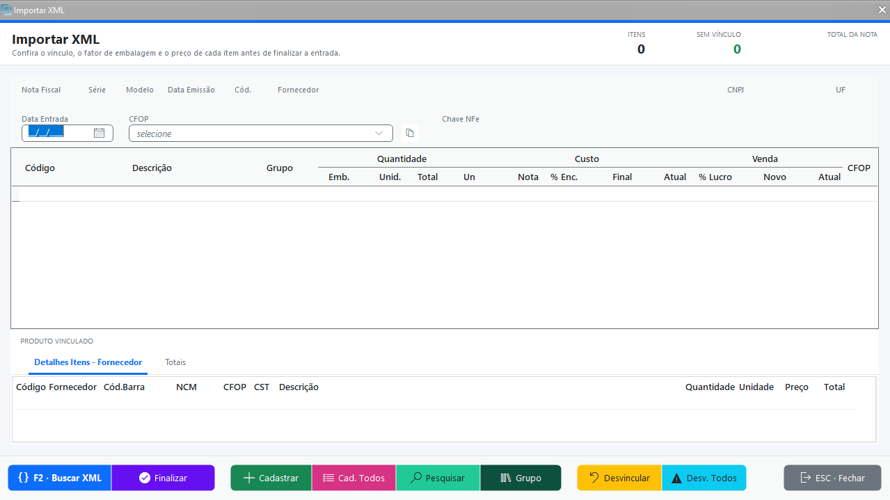 Entrada de XML